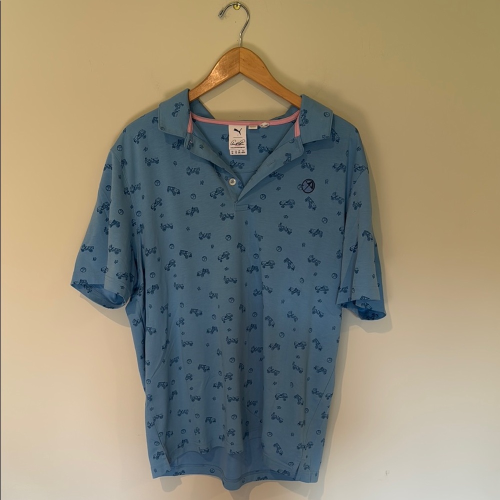 Puma “Arnold palmer” Blue Polo Shirt with Subtle Pattern